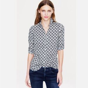 J. Crew Perfect Shirt Blue Medallion Print